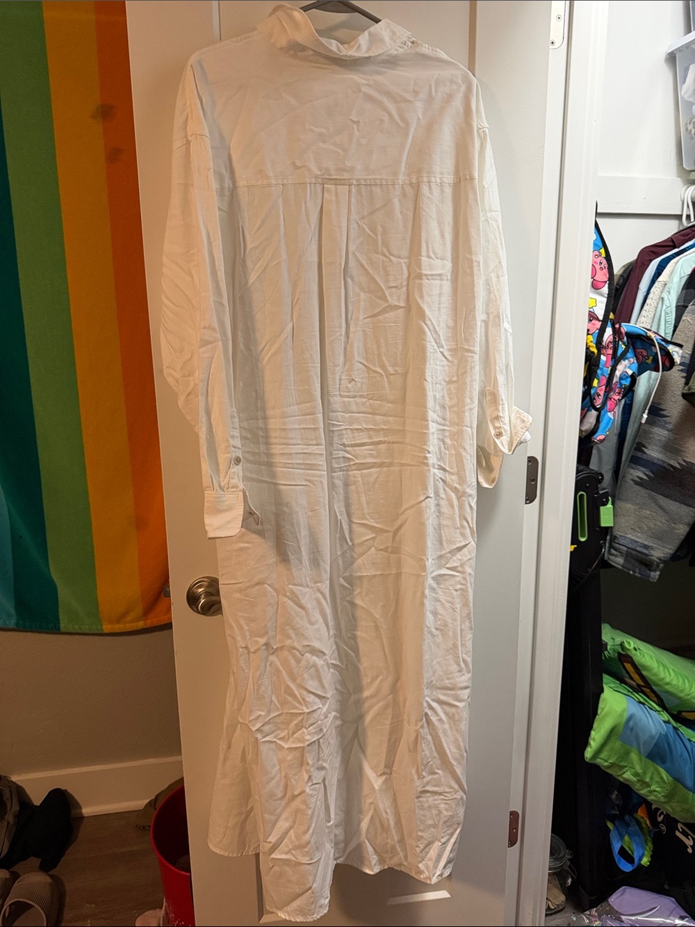 Universal Thread White Button-Front Shirt Dress With Tie Waist - Picture 4 of 4